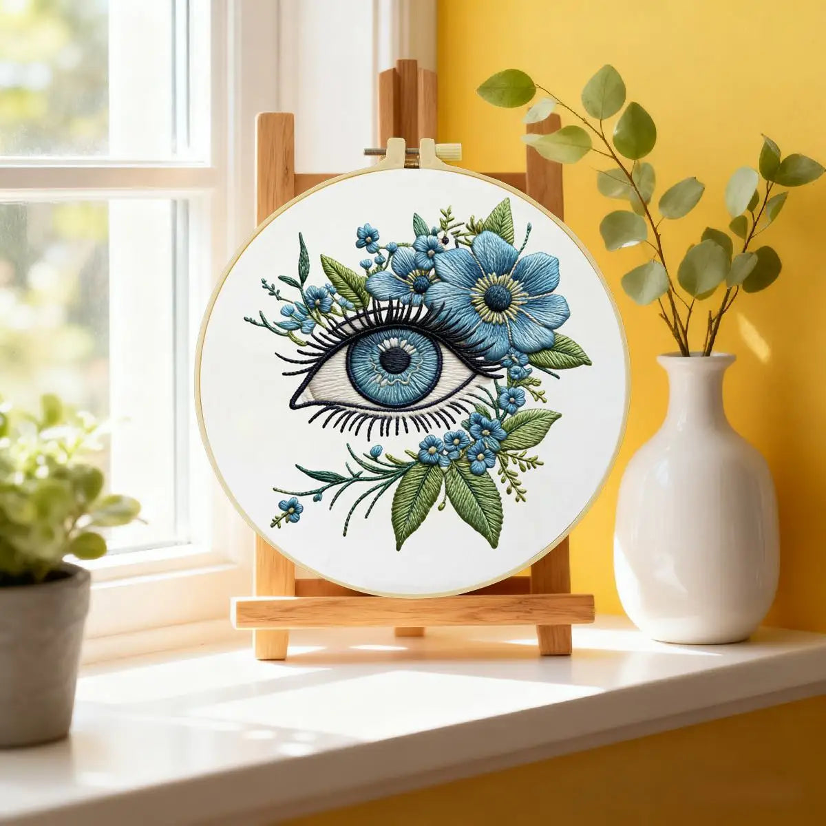 Stickset „Blauer böser Blick“ für Anfänger – DIY-Blumenstickrahmen-Set Stickset „Blauer böser Blick“ für Anfänger – DIY-Blumenstickrahmen-Set