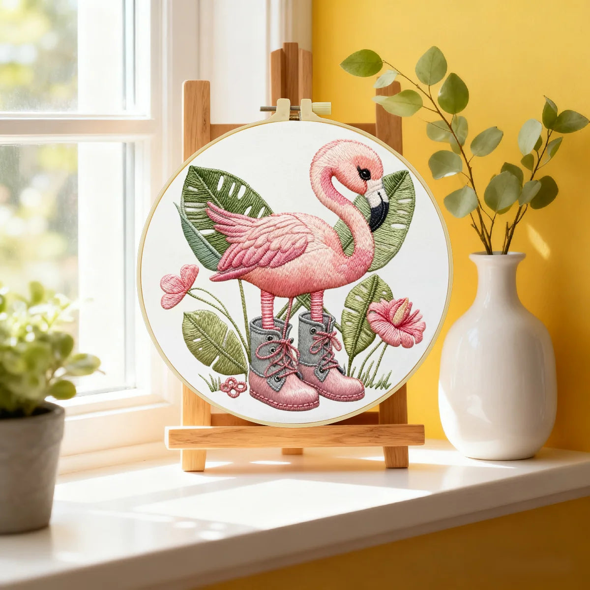 Stickset mit rosa Flamingos – Tropischer Vogel zum Selbermachen, süße sommerliche Wanddekoration Stickset mit rosa Flamingos – Tropischer Vogel zum Selbermachen, süße sommerliche Wanddekoration
