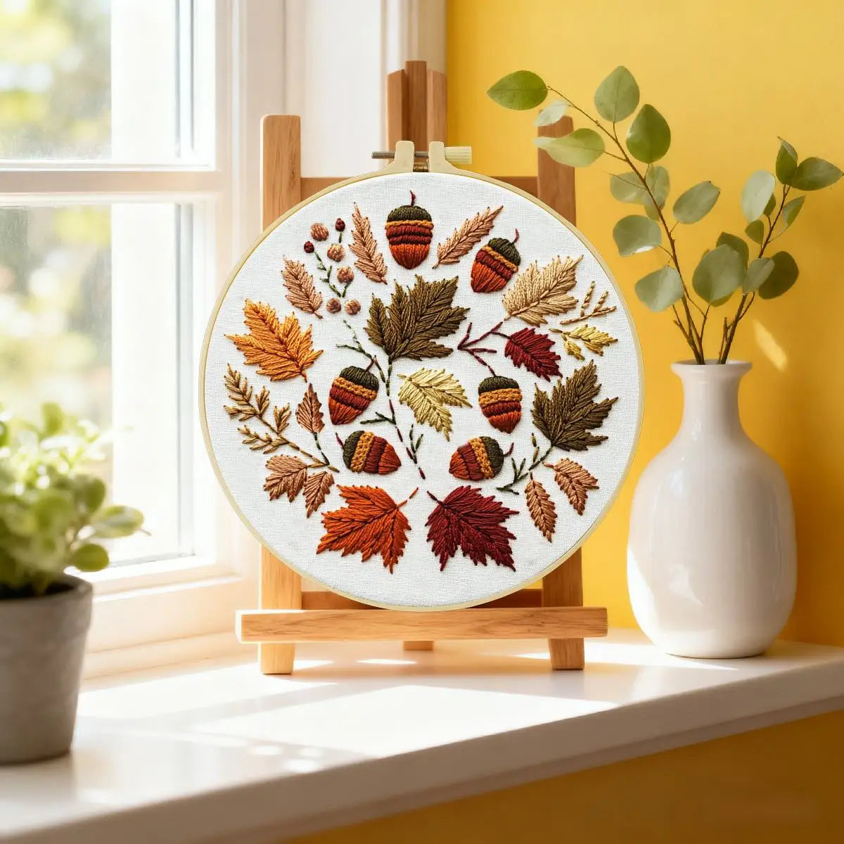 Stickset „Herbstblätter“ für Anfänger – DIY-Herbst-Stickrahmen-Set