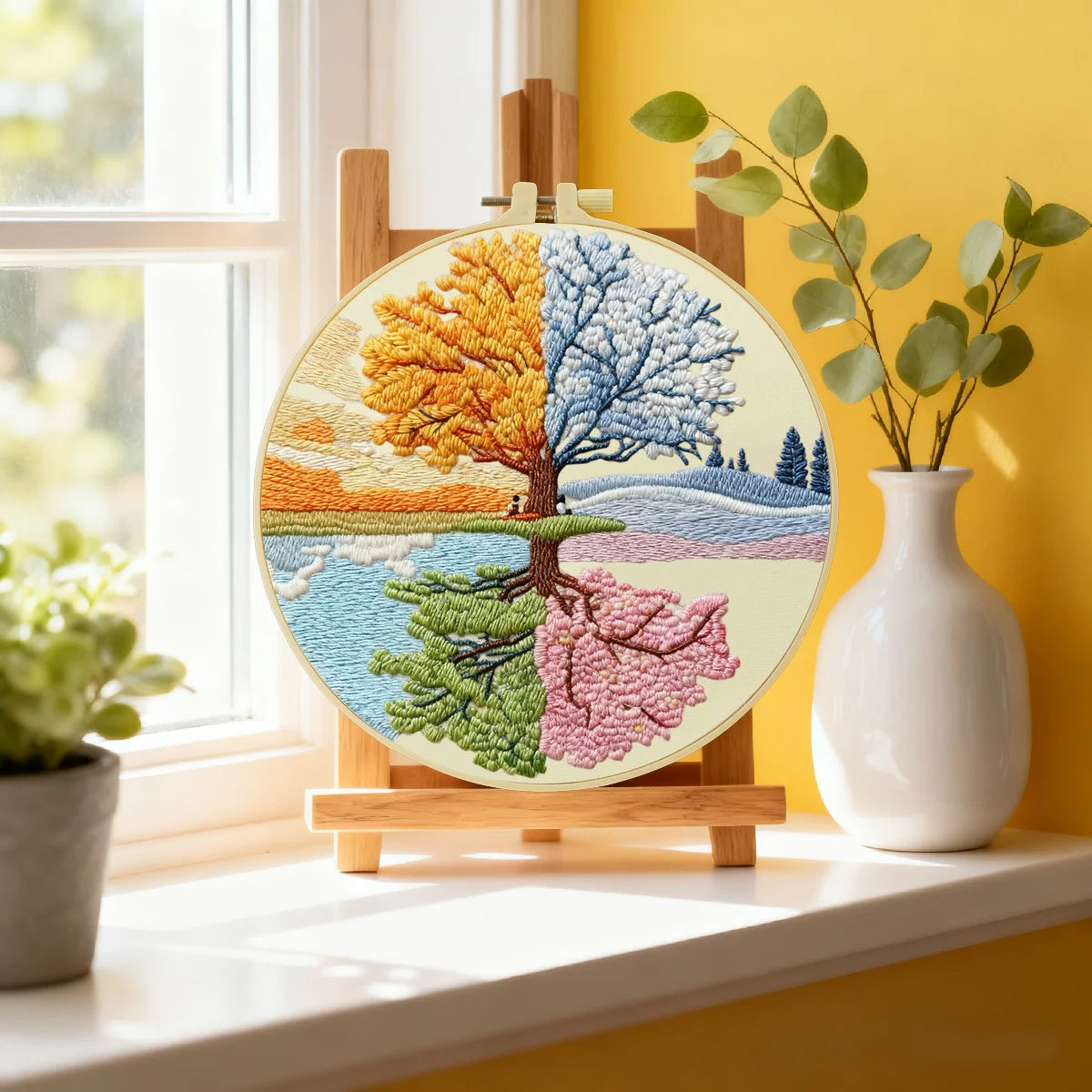 Stickset „Baum der vier Jahreszeiten“ – Frühling, Sommer, Herbst, Winterlandschaft, DIY-Stickrahmenkunst, Natur-Wanddeko, Bastelset Stickset „Baum der vier Jahreszeiten“ – Frühling, Sommer, Herbst, Winterlandschaft, DIY-Stickrahmenkunst, Natur-Wanddeko, Bastelset