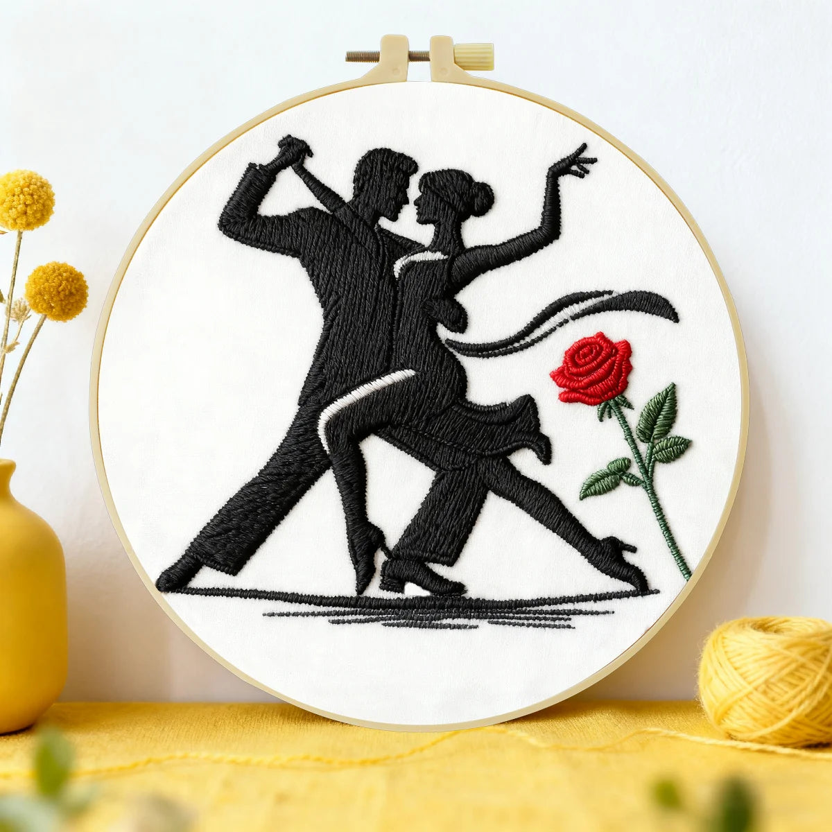 Stickset für Anfänger: Tango-Tanzpaar – Romantische Silhouette – Stickset für Einsteiger