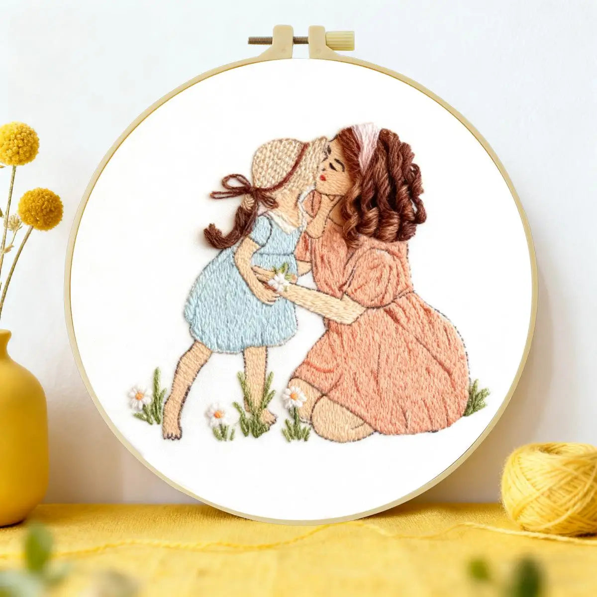 Stickset für Mutter und Tochter für Anfänger – DIY-Stickrahmen-Set „Familienliebe“