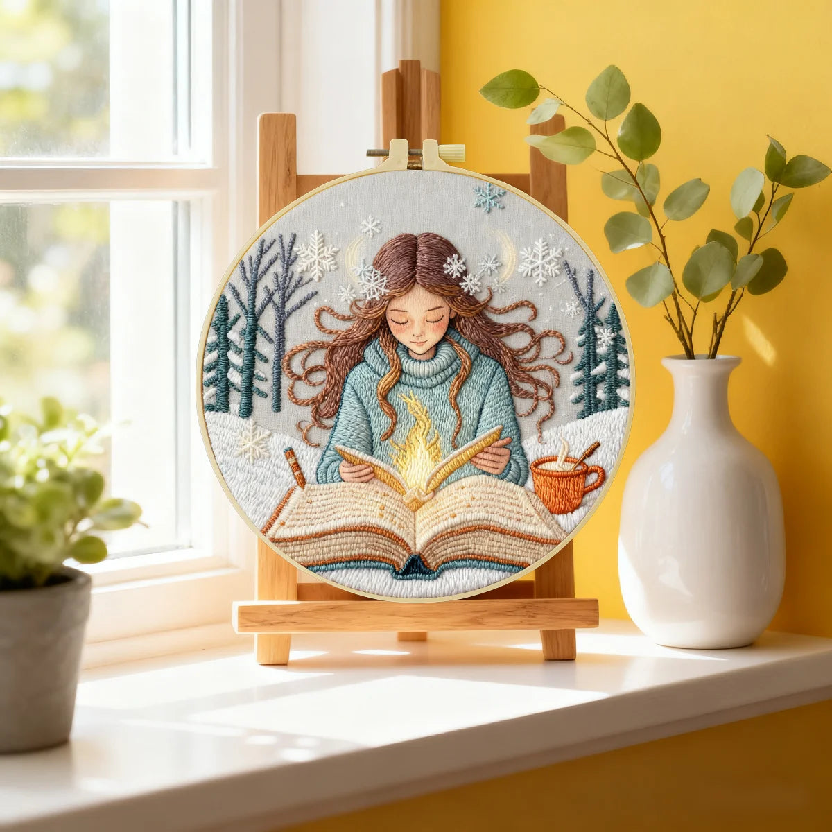 Stickset „Lesendes Mädchen im Winter“ – Einsteiger-Stickset mit gemütlichem Buchmotiv Stickset „Lesendes Mädchen im Winter“ – Einsteiger-Stickset mit gemütlichem Buchmotiv