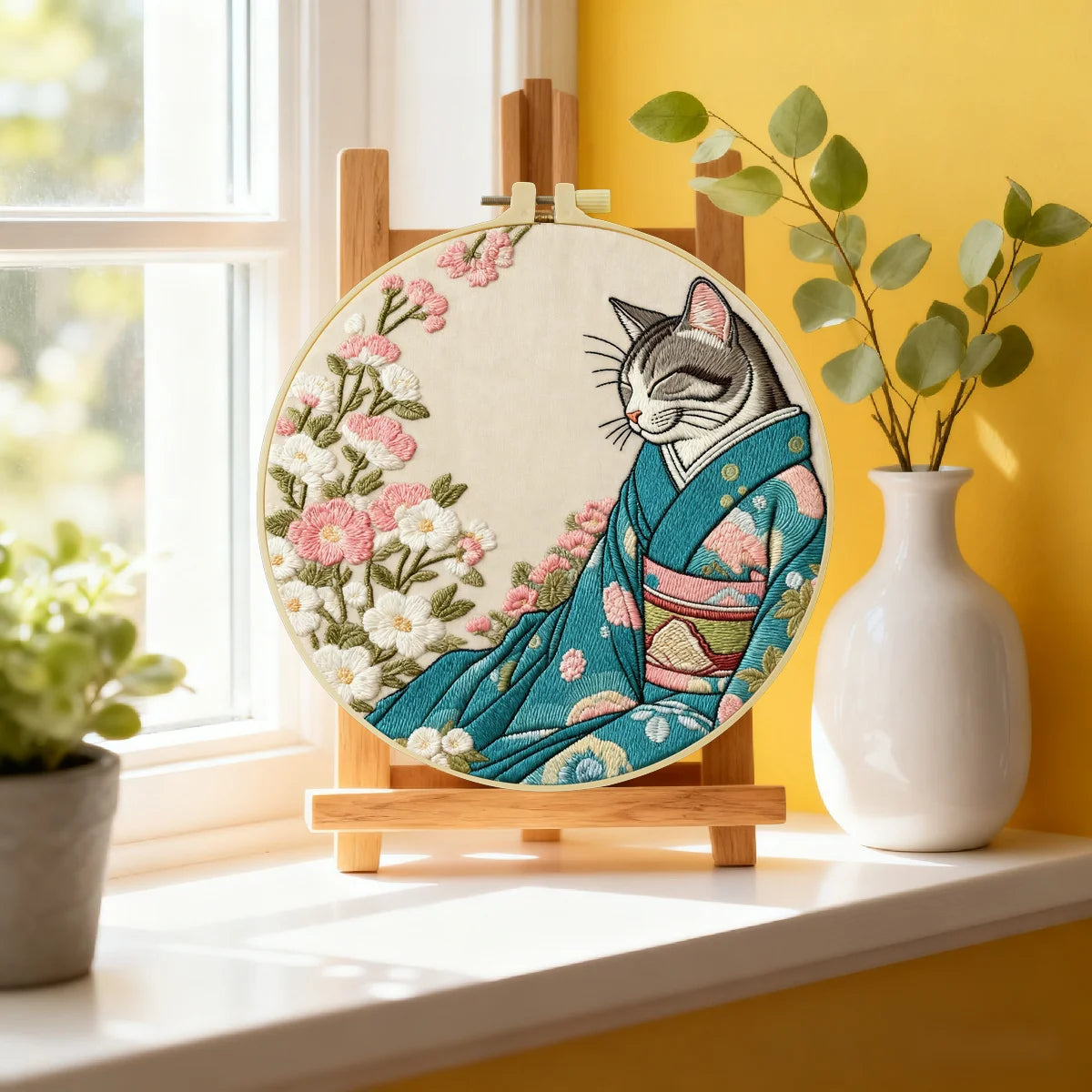 Kimono-Katze Handstickerei-Set Kimono-Katze Handstickerei-Set