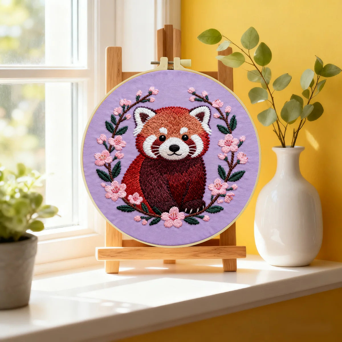Stickset „Roter Panda“ – Niedliches Tierstickset für Anfänger mit Stickrahmen, Vorlage und Garn Stickset „Roter Panda“ – Niedliches Tierstickset für Anfänger mit Stickrahmen, Vorlage und Garn