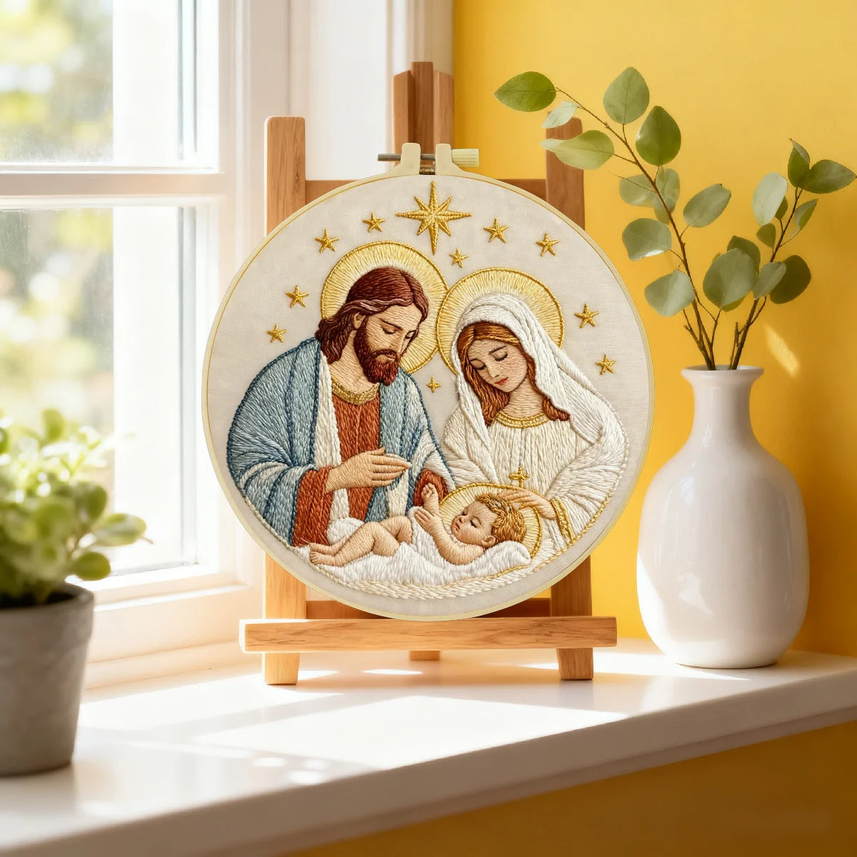 Stickset „Heilige Familie“ – Jesus, Maria, Josef – Religiöse DIY-Stickerei im Stickrahmen, Christliche Weihnachtsdekoration Stickset „Heilige Familie“ – Jesus, Maria, Josef – Religiöse DIY-Stickerei im Stickrahmen, Christliche Weihnachtsdekoration