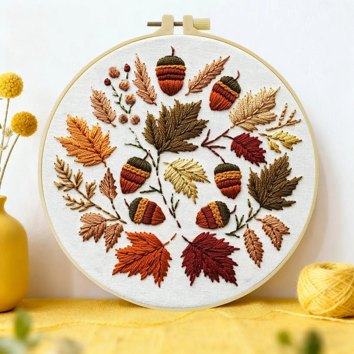Stickset „Herbstblätter“ für Anfänger – DIY-Herbst-Stickrahmen-Set